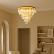 X. Large Crystal 7 Tier Chandelier, Satin Gold E14 #KLCH-6515/13-SG