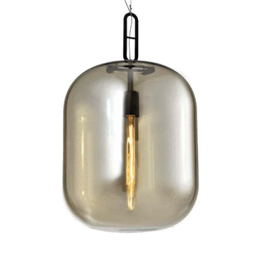 Metal Pendant with Cognac Colour Glass E27 #PEN598 COGNAC
