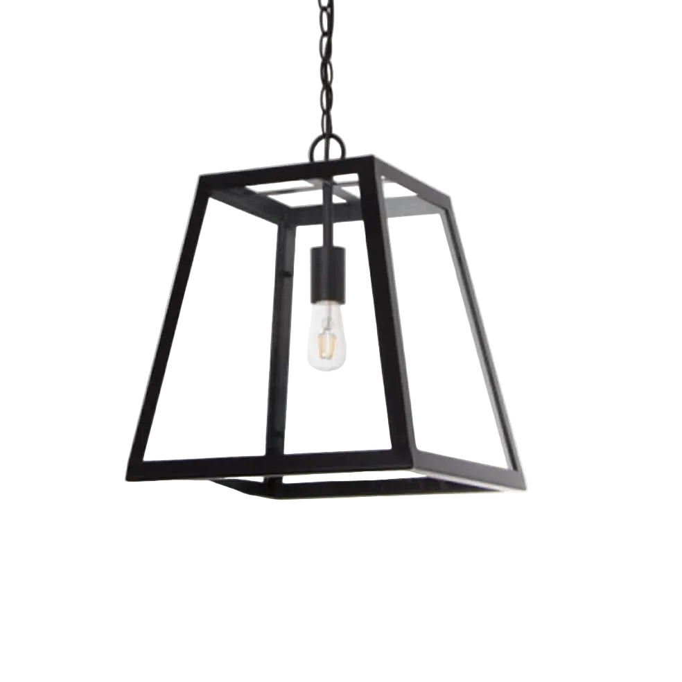 Metal Pendant w 4 Panels of Clear Glass Black E27 #PEN715 BLACK