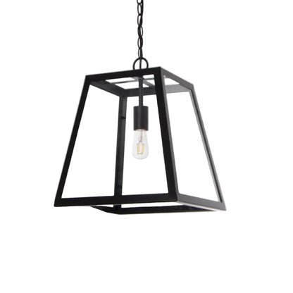 Metal Pendant w 4 Panels of Clear Glass Black E27 #PEN715 BLACK