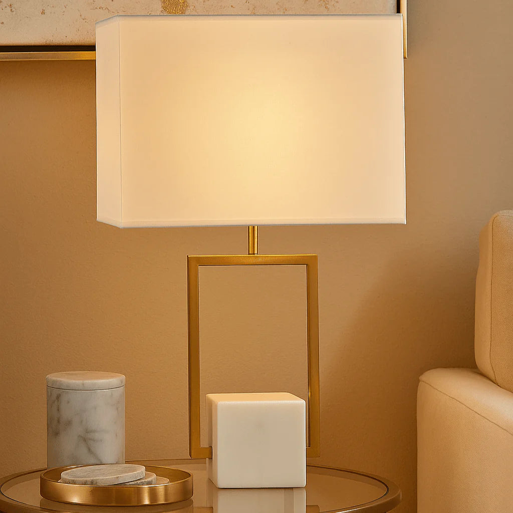 40W Verdi Table Lamp White,Marble & Gold E27 #T-KLT-151