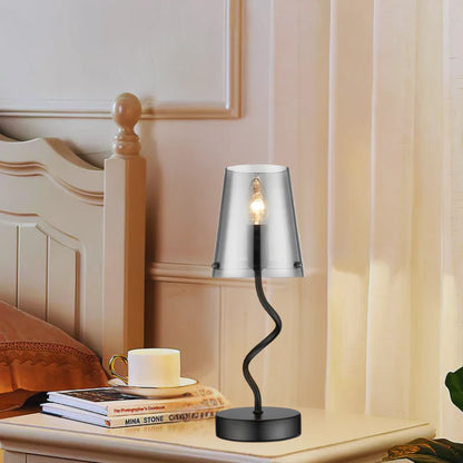 Metal Table Lamp with Smoky Glass Shade E14 #TL823 MATT BLACK