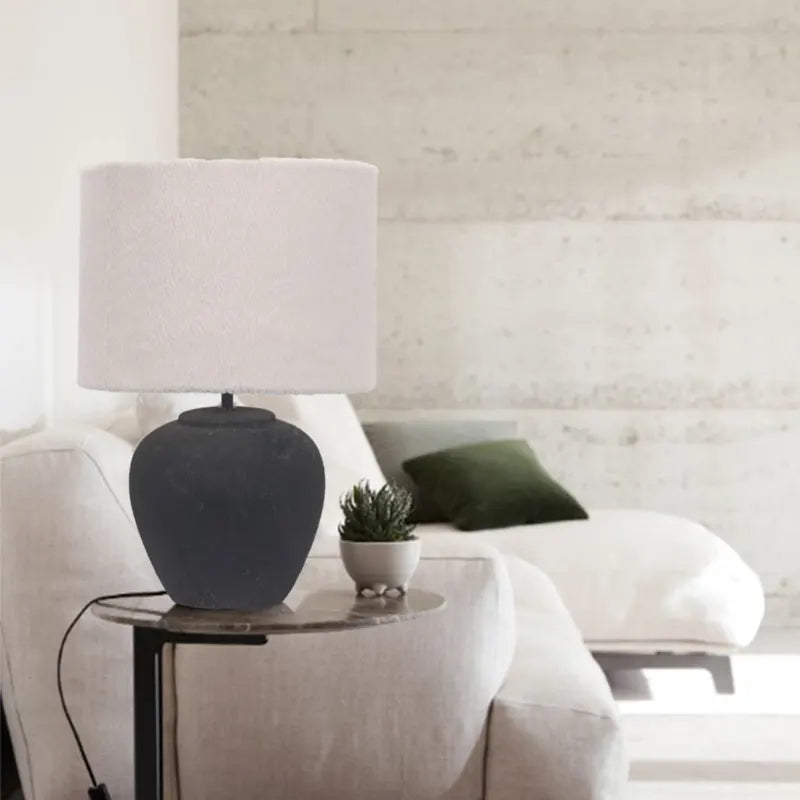 Ceramic Base, Fabric Table Lamp Grey, Cream E27 #TL836 BLACK