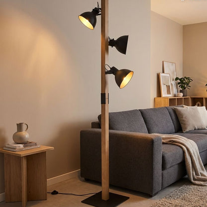 Metal and Wood Standing Lamp Black E27 #SL413 BLACK