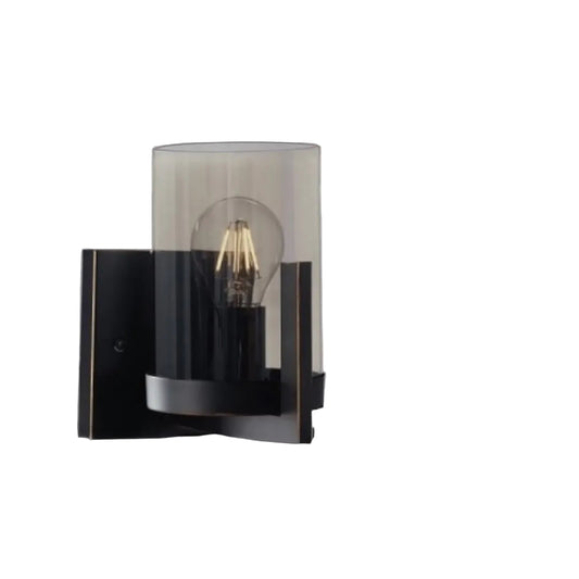 Metal, Smoke Color Glass Wall Lt E27 #WB804/1 BK/GD