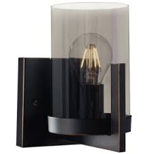 Metal, Smoke Color Glass Wall Lt E27 #WB804/1 BK/GD